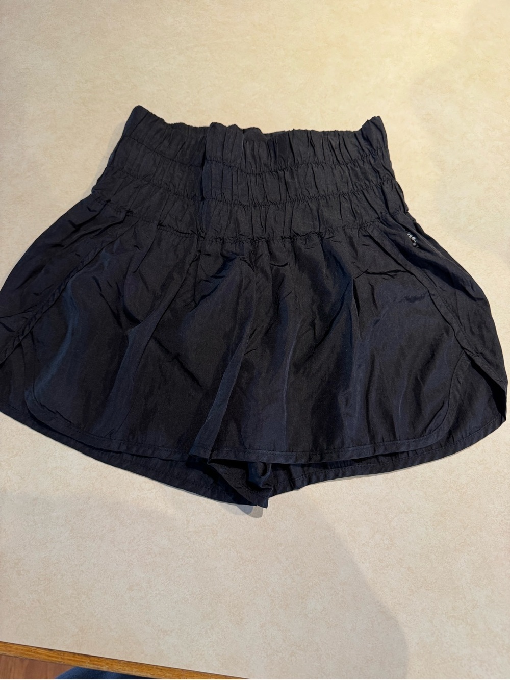Free People Black High-Waist Smocked Shorts